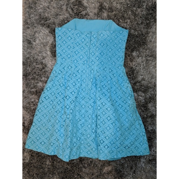 Lilly Pulitzer Caitlin strapless teal cotton dress - Picture 2 of 8